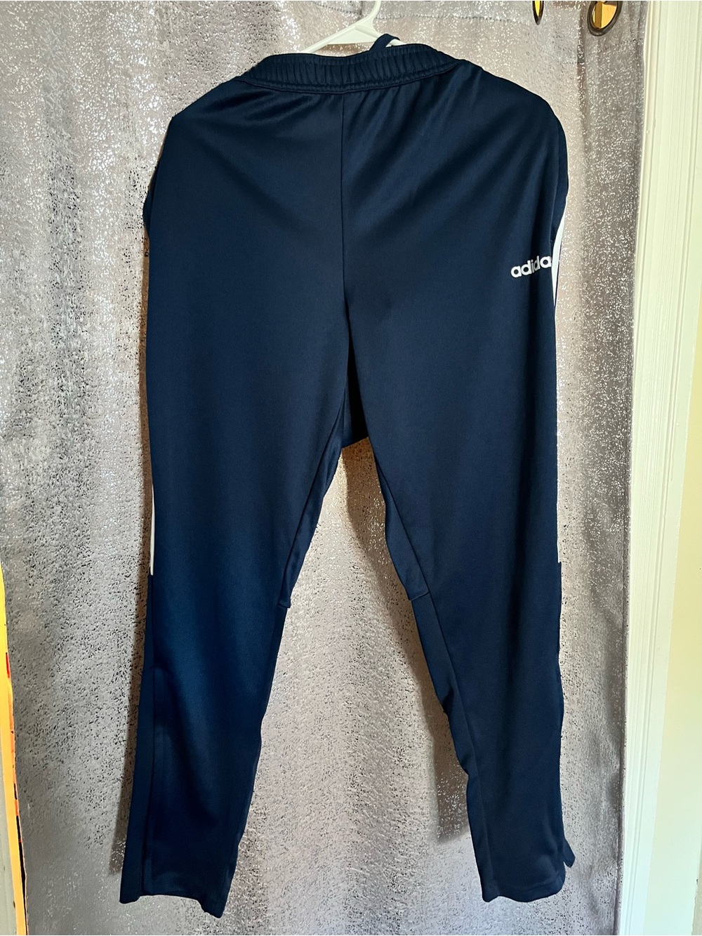 adidas Navy Track Pants with White Stripes